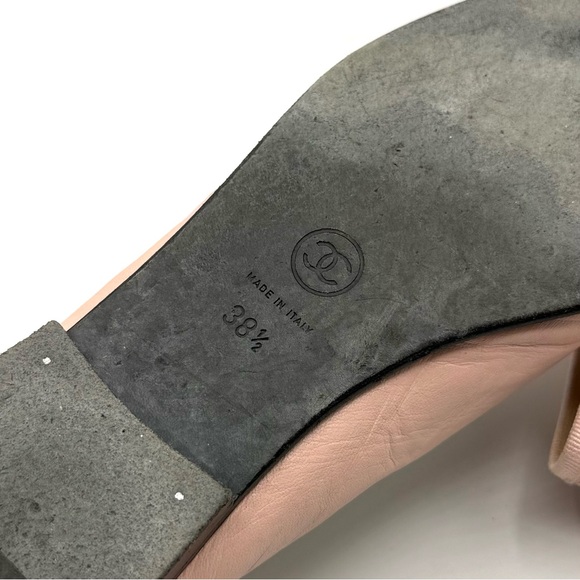 CHANEL CC Logo Pink Black Leather Ribbon Ballet Flats – 38.5 EU / 8 US - Picture 6 of 8